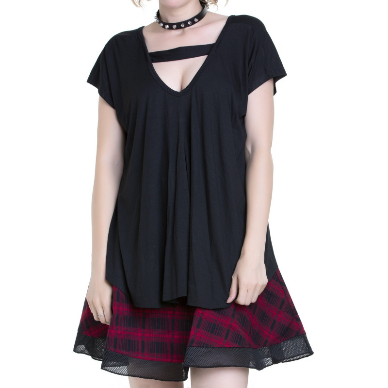 Camiseta Gótica Ancha con Mangas Cortas