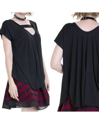 Camiseta Gótica Ancha con Mangas Cortas