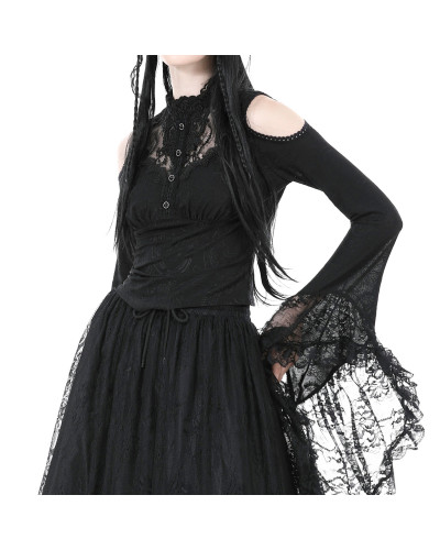 Elegant Gothic T-Shirt with Lace
