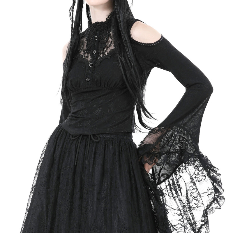 T-Shirt Gothique Élégant avec Dentelle