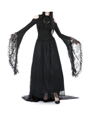 Elegant Gothic T-Shirt with Lace