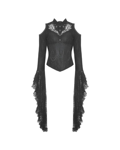 Camiseta Gótica Elegante con Encaje