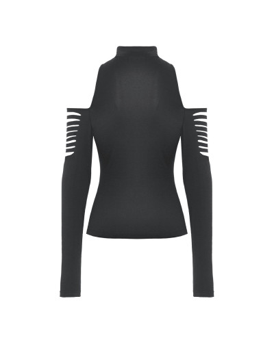 Camiseta Gótica con Mangas Rasgadas