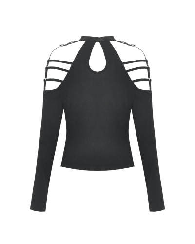 Gothic T-Shirt mit Schnallen
