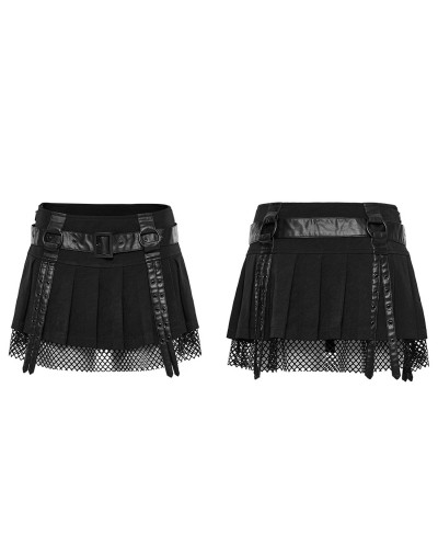 Gothic Mini Skirt with Buckles