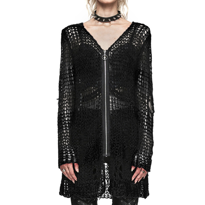 Schwarze Gothic Strickjacke