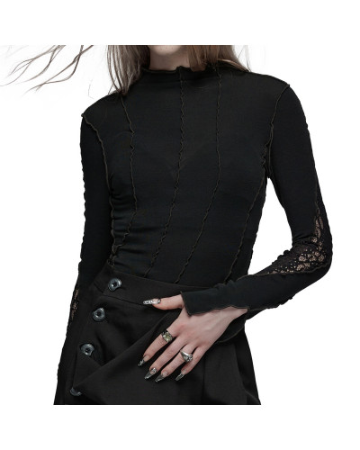 Gothic T-Shirt mit Spitze