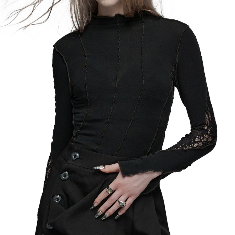Gothic T-Shirt mit Spitze