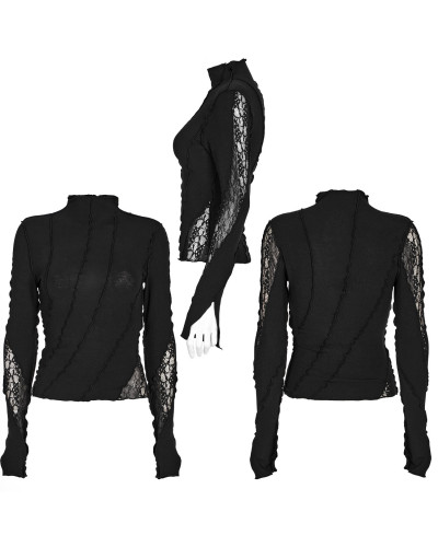 Gothic T-Shirt mit Spitze