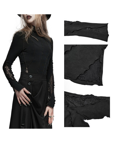 Gothic T-Shirt mit Spitze