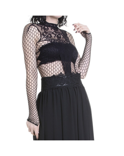 Gothic Mesh Body with Flowers