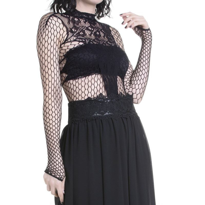 Gothic Body aus Netzstoff mit Blumen