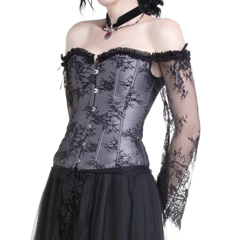 Silver Gothic Corset with Sleeves