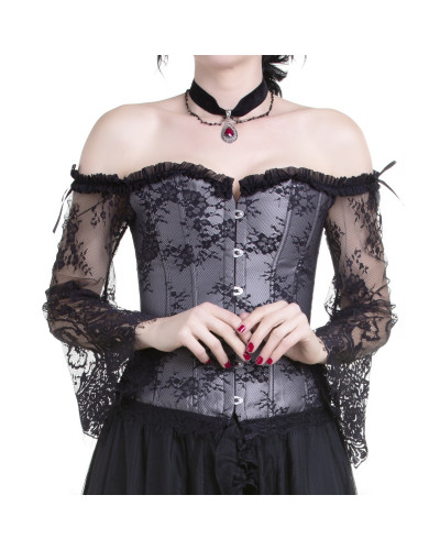 Silver Gothic Corset with Sleeves