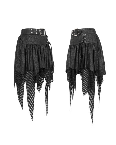 Jupe Gothique Noire Asymétrique