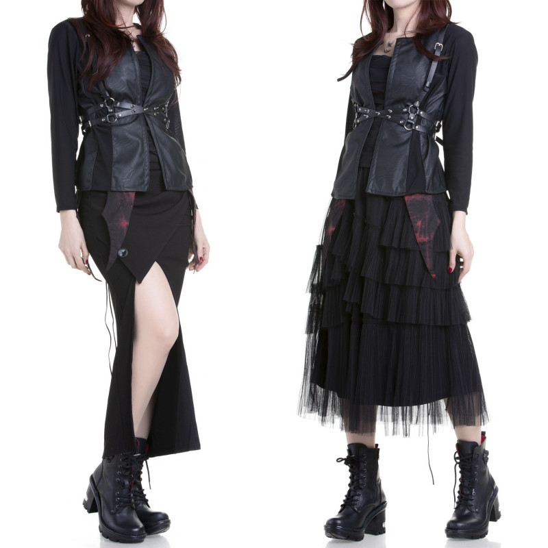 Veste Ouverte avec Simili Cuir