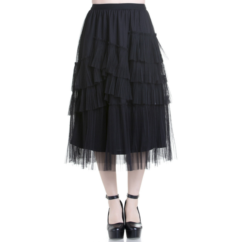 Jupe Gothique Asymétrique avec Tulle