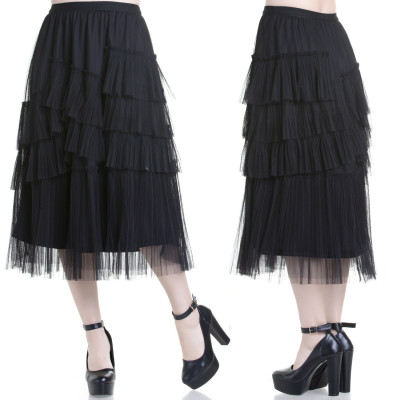 Jupe Gothique Asymétrique avec Tulle