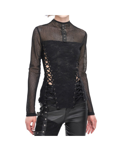 Gothic T-Shirt mit Netzstoff