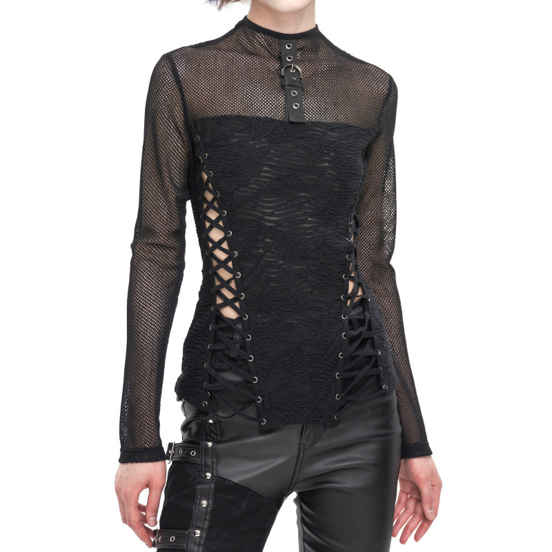Gothic T-Shirt mit Netzstoff