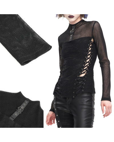 Gothic T-Shirt mit Netzstoff