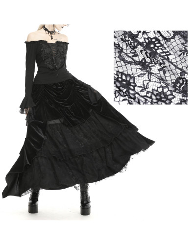 Jupe Gothique Noire en Velours