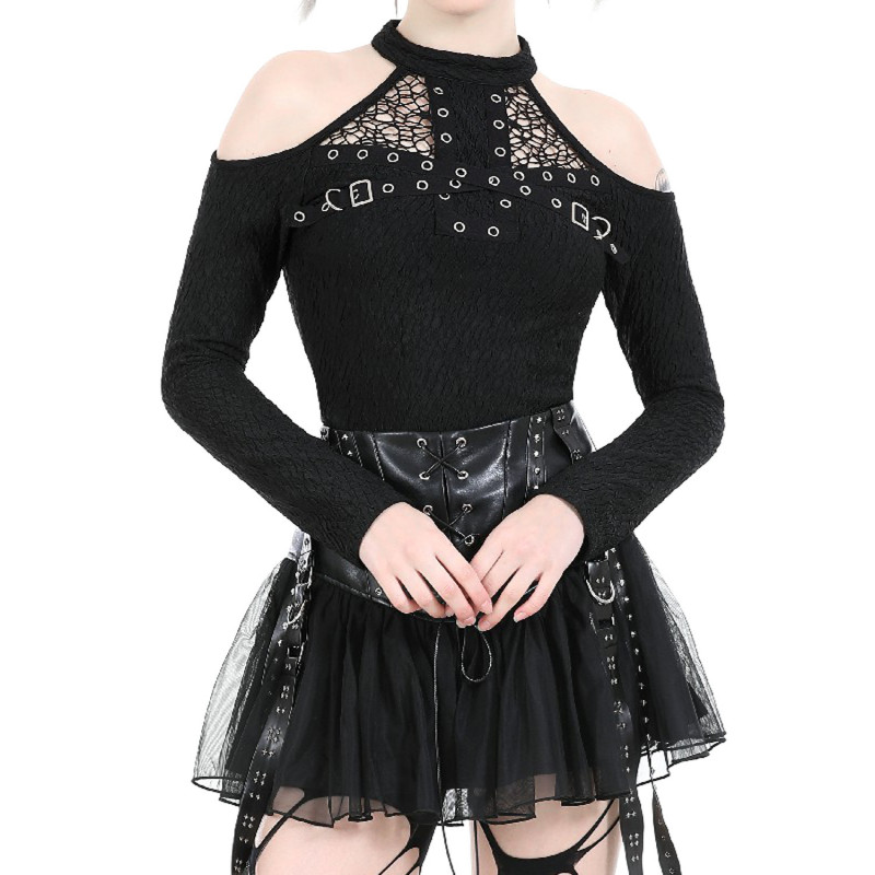 Gothic T-Shirt mit Schnallen
