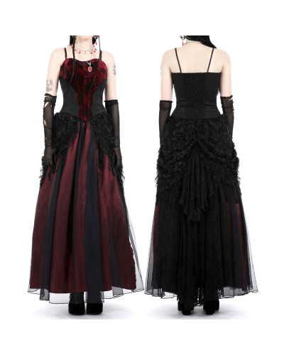 Roter Gothic Rock mit Spitze