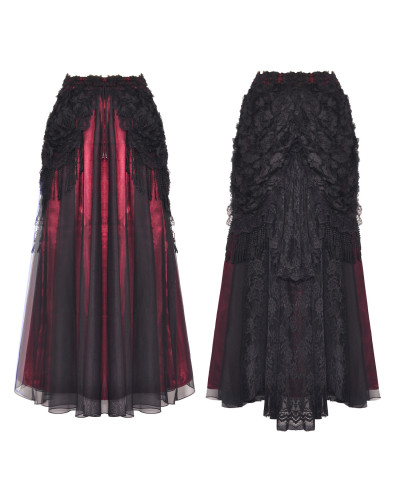 Roter Gothic Rock mit Spitze