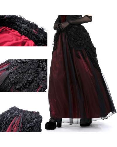 Red Gothic Skirt with Lace