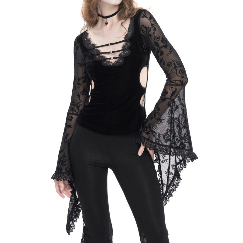 Gothic T-Shirt Made of Velvet and Tulle