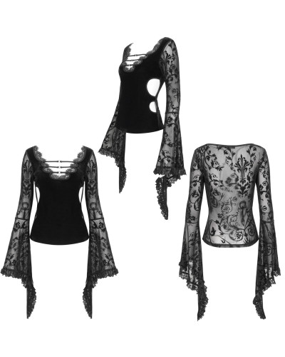 Camiseta Gótica de Terciopelo y Tul