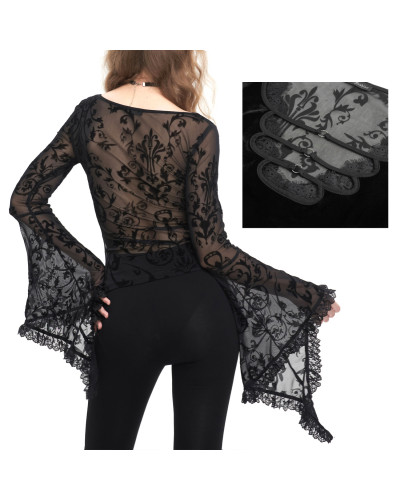 Gothic T-Shirt Made of Velvet and Tulle