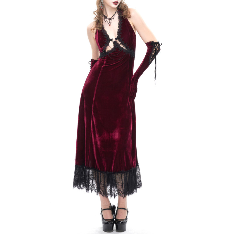Vestido Gótico Elegante Rojo
