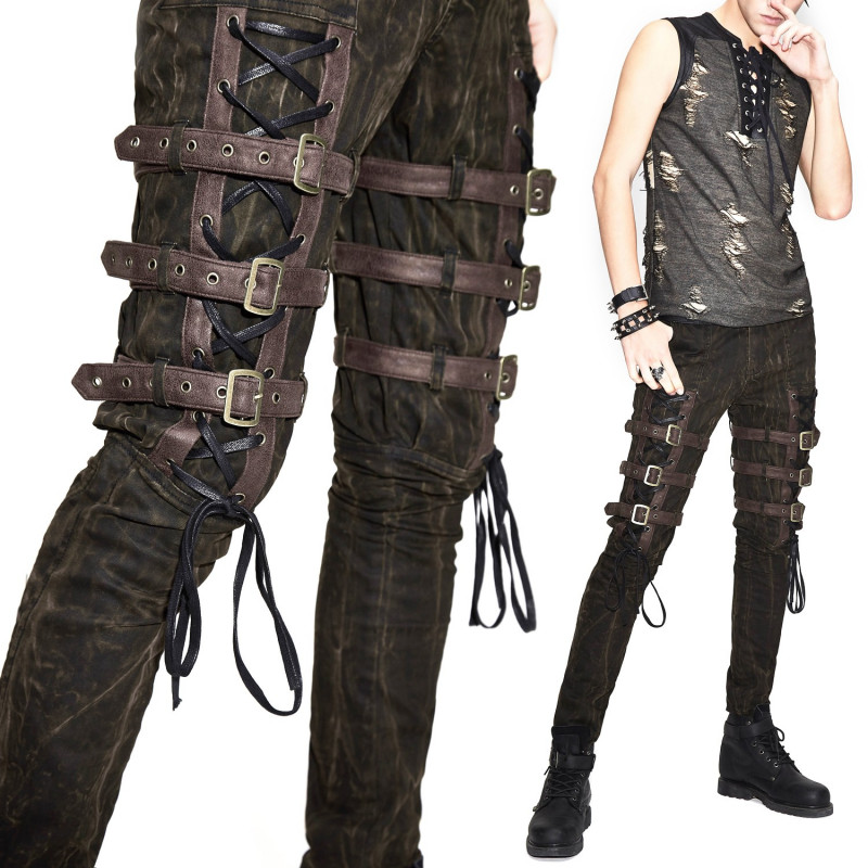 Brown Pants with Buckles for Men