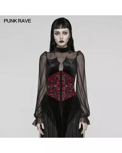 Red Underbust Corset with Filigree