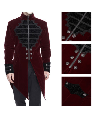 Rote Elegante Gothic Jacke für Männer
