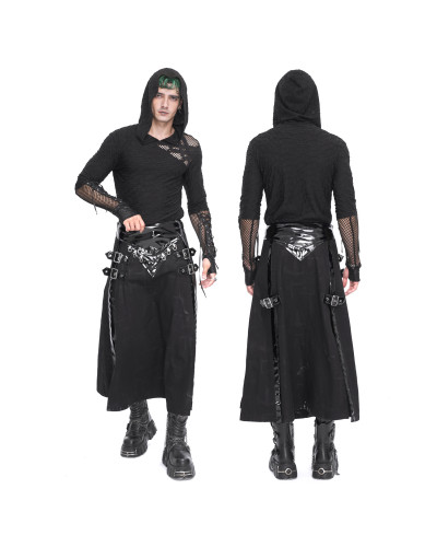 Camiseta Gótica Asimétrica con Capucha para Hombre