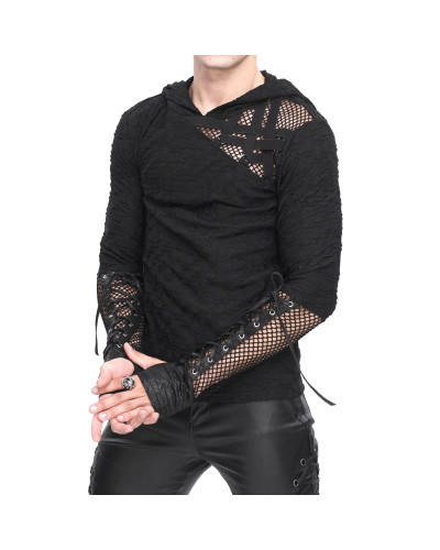 Camiseta Gótica Asimétrica con Capucha para Hombre