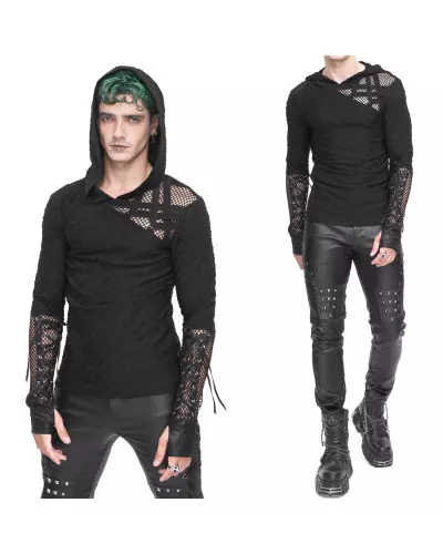 T-Shirt Asymétrique avec Capuche pour Homme de la Marque Devil Fashion à 67,50 €
