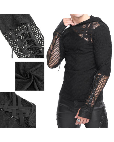 Camiseta Gótica Asimétrica con Capucha para Hombre