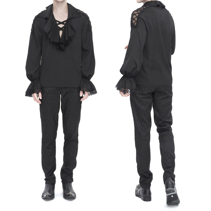 Blusa Negra con Cruzados para Hombre