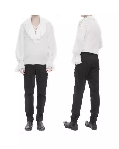 Weiße Bluse mit Schnürungen für Männer der Devil Fashion-Marke für 67,50 €
