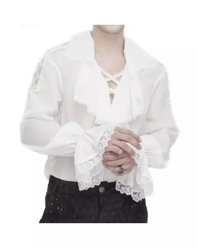 White Blouse with Lacings for Men