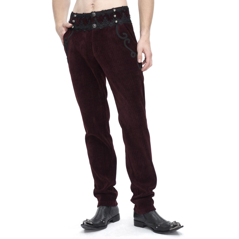 Pantalón Gótico Rojo Elegante para Hombre