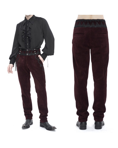 Pantalón Gótico Rojo Elegante para Hombre