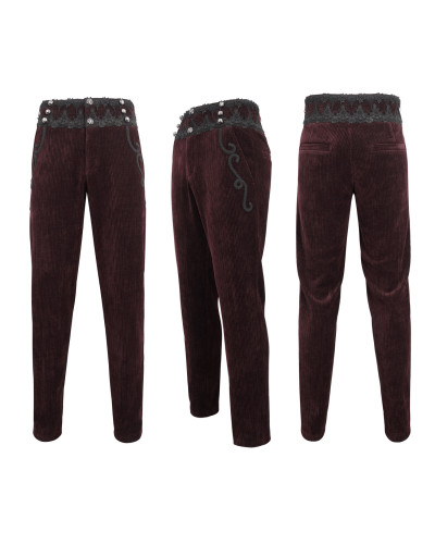 Pantalón Gótico Rojo Elegante para Hombre