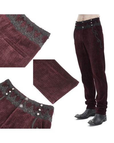 Pantalón Gótico Rojo Elegante para Hombre