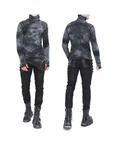 Camiseta Gótica Asimétrica con Capucha para Hombre