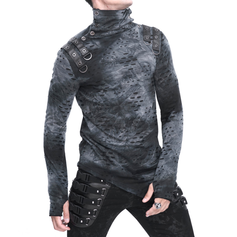 Camiseta Gótica Asimétrica con Capucha para Hombre